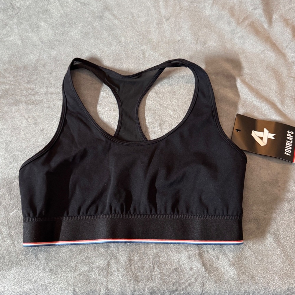 Fourlaps Women Circuit Sports Bra S Black Racerback Cutout Activewear Sportcore